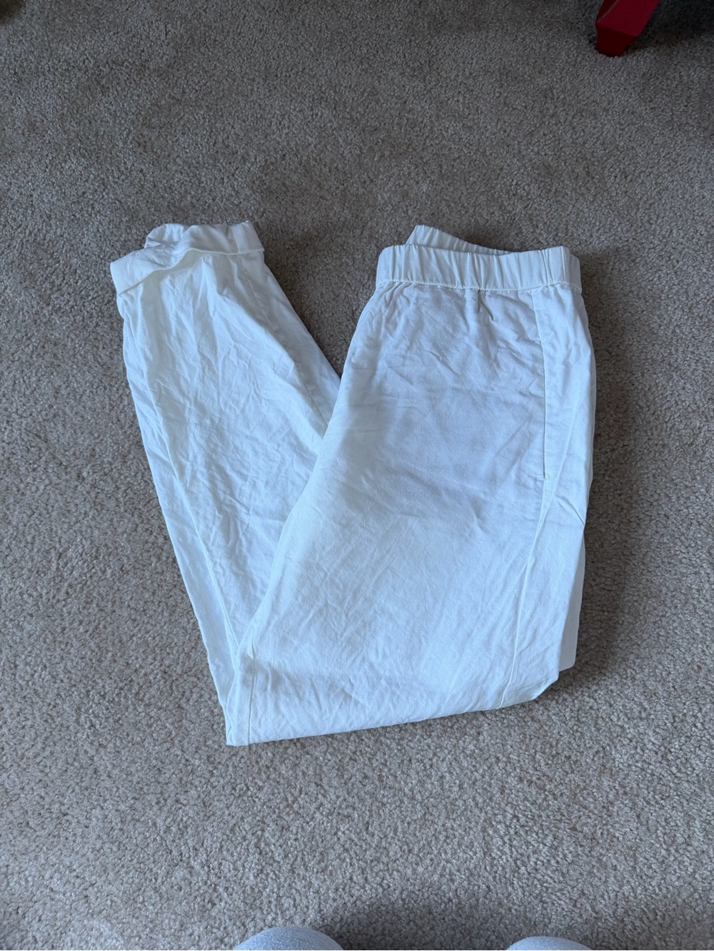 J Jill White Elastic Waist Casual Stretch Linen Pants